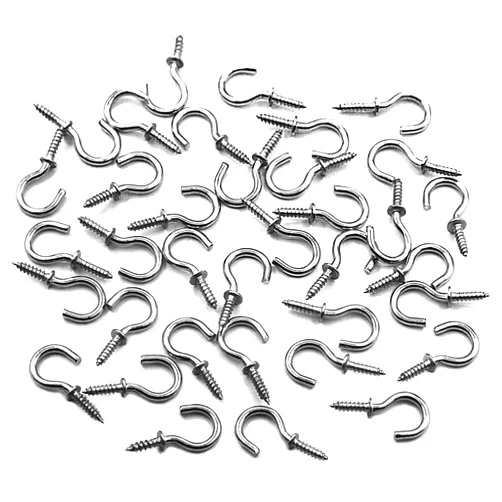 IDEALSV 100 Pcs (304) Stainless Steel Screw Hooks 5/8 Inch Small Hook Screw-in Light Hooks Outdoor and Indoor Hanging