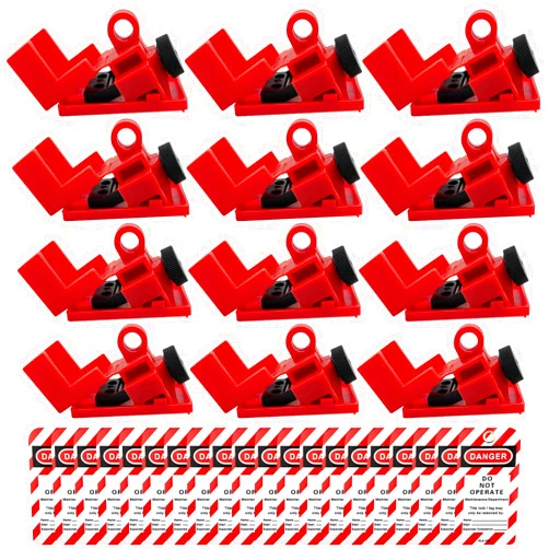 SAFBY Circuit Breaker Lockout Device - Lockout Tagout Kit 12 PCS Clamp Lockout Tagout Electrical Breaker for Loto Station Lock Out Tag Out Set (12 pcs 120/277V Singal Pole)