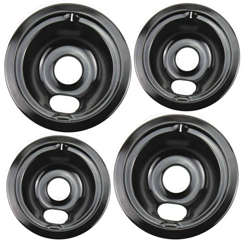 Blutoget WB31M20 WB31M19 Porcelain Drip Pans by Blutoget - Compatible for GE Hotpoint Range Cooktop - Includes 2 6-Inch and 2 8-Inch black Drip Pans - 4 Pack (Black Porcelain)