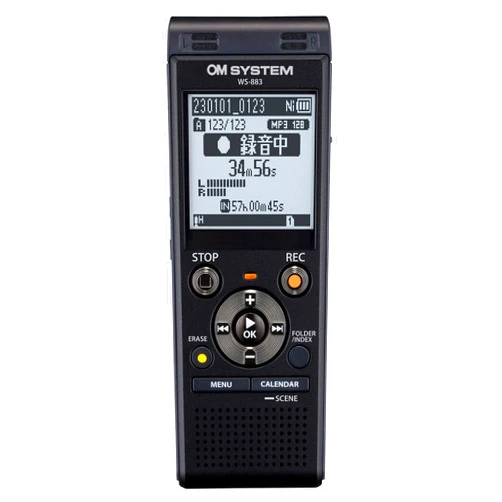 OM System/Olympus WS-883 BLK Language Learning/Lecture Recording/Conference Recording/Meeting Minutes/Linear PCM Recording/External Memory Support, Black