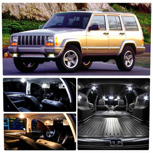 WIYBYDM Cherokee XJ White LED Interior Lights Bulb Kit for Jeep Cherokee XJ 1997 1998 1999 2000 2001 Super Bright 6000K Map Dome Trunk Cargo Vanity Mirror Lights Interior Bulbs + Install Tool