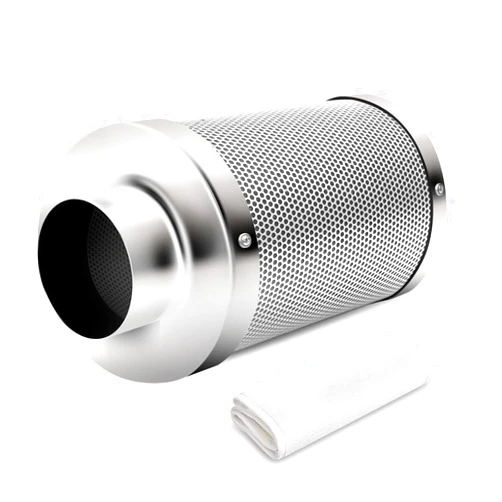 iPower 4 Inch Air Carbon Filter, with Australia Virgin Charcoal for Inline Fan, Hydroponics, Grow Tent, Prefilter Included, Reversible Flange 4