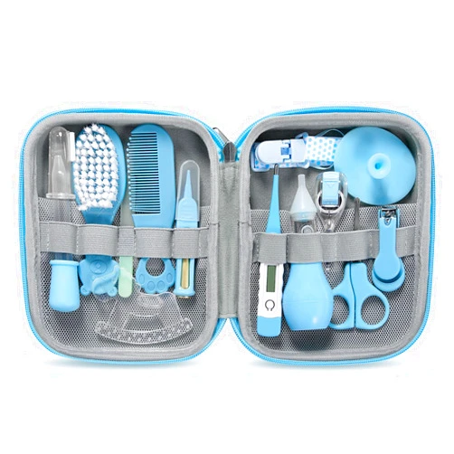 Suhctuptx Baby Grooming Kit, Portable Baby Safety Care Set with Hair Brush Comb Nail Clipper Nasal Aspirator etc for Nursery Newborn Toddlers Infant Girl Boys Keep Clean (Blue)