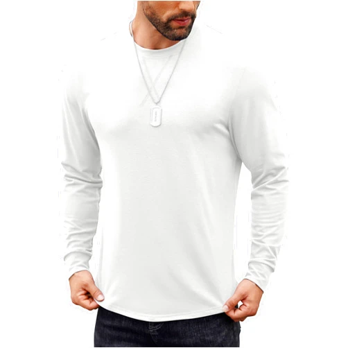 COOFANDY Mens 2 Pack Cotton T-Shirt Crew Neck Long Sleeve Tee Shirts Hipster Hip Hop Longline Casual Tops Gym Muscle Shirts