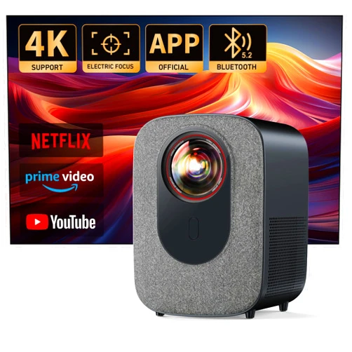 Jimveo [Netflix-Officially-Licensed]4K Projector with Wifi & Bluetooth, Jimveo 800 ANSI Native 1080P Smart Projector, Netflix/YouTube/PrimeVideo Built-in,Electric Focus&4P Keystone Outdoor Portable Projector