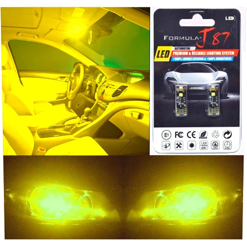Formula-J87 Canbus Error LED Bulbs 194 168 2825 T10 Interior Dome Map Light Replacement (Pack of 2) (Golden Yellow 3000K)