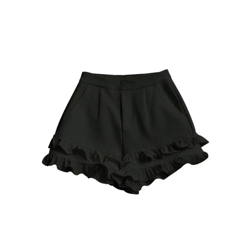 SweatyRocks Women's High Waist Dressy Casual Wide Leg Ruffle Shorts with Pocket