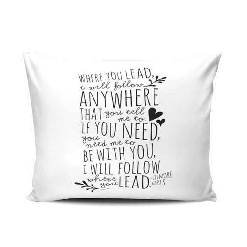 SALLEING Custom Beauty Design Black and White Gilmore Girls Where You Lead Theme Song Decorative Pillowcase Pillowslip Throw Pillow Case Cover Zippered One Side Printed 12x20 Inches