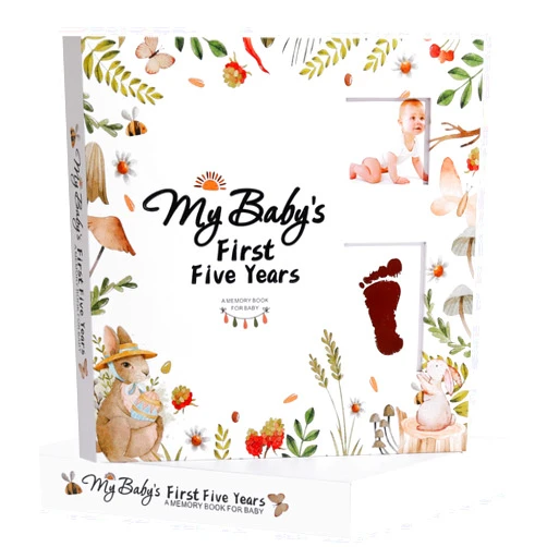Pulaisen Keepsake Memory Book for Baby Boy or Girl Timeless First 5 Year Baby Book A Milestone Book to Record Every Event from Birth to Age 5 Gender Neutral Journal Scrapbook Photo Album