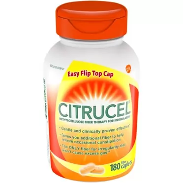 Citrucel Fiber Therapy Caplets for Irregularity, Easy to Swallow Methylcellulose Fiber Caplets, 180 Count 180 Count (Pack of 1)