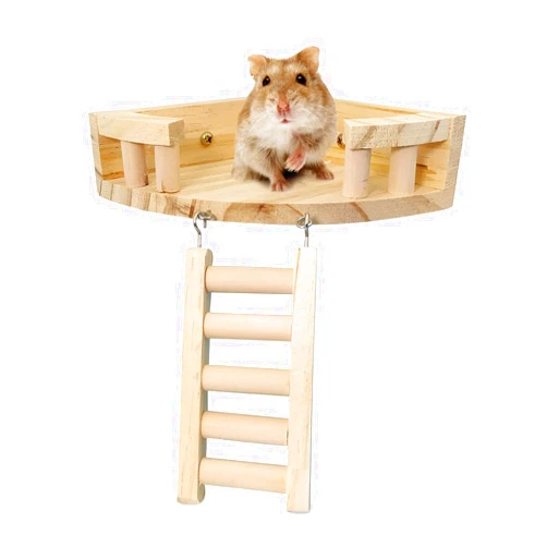 RABBITP Wooden Stand Platform for Small Animal Cage-Suitable for Hamster, Parrot, Mouse, Squirrel,Chinchilla, Sugar Glider, Hedgehog and Guinea Pig…