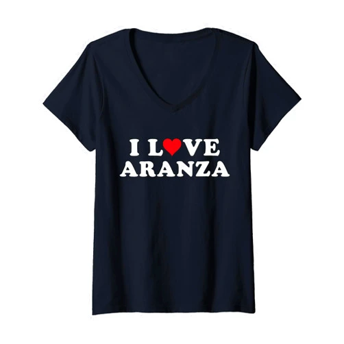 I Love Aranza Shirt For Girlfriend Boyfriend I Love Aranza Matching Girlfriend & Boyfriend Aranza Name V-Neck T-Shirt