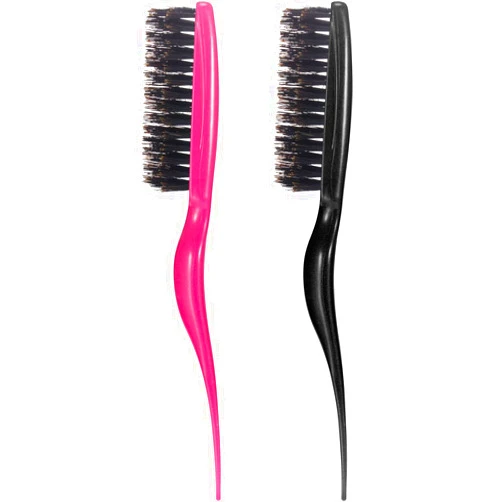 Frienda 2 Pieces Boar Bristle Brush Comb Hair Teasing Brush for Women Men Salon Boar Nylon Bristle Beauty Styling Backcombing Brush (Fuchsia and Black)