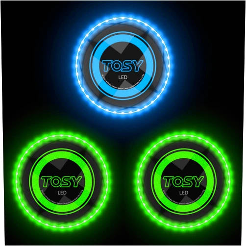TOSY Bundle of 3-2X Green + Blue - Flying Disc 36 LEDs, Super Bright, Smart Modes, Auto Light Up, Rechargeable, Cool Fun Christmas, Birthday & Camping Gift for Men/Boys/Teens/Kids, 175g frisbee