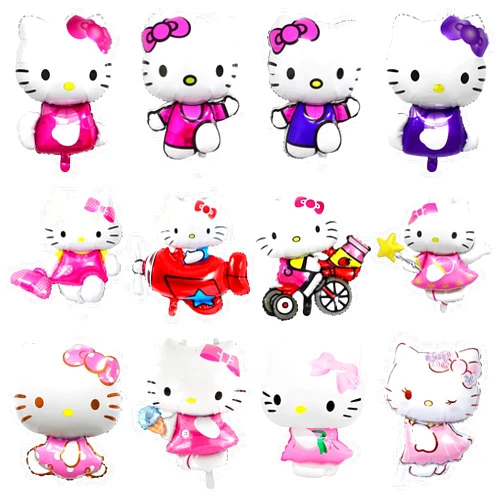 HANJIEJIE 12Pcs Kitty Foil Balloons for Kitty Birthday Party Girls Birthday Party Balloons,Baby Shower Birthday Party Decorations