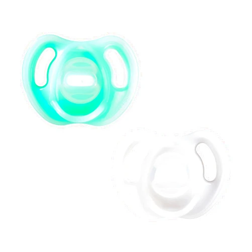 Tommee Tippee Ultra-Light Silicone Pacifier, 0-6 Months, Symmetrical One-Piece Design, BPA-Free Silicone Binkies, Blue/White, Pack of 2