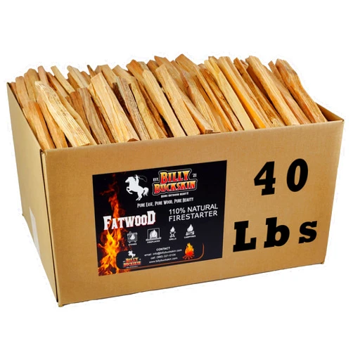 BILLY BUCKSKIN HOME & BEAUTY 40lb Fatwood Fire Starter Sticks, Easy Firestarter with Just 2 Sticks in All Weather Conditions, Fire Starters for Firepit, Campfire, Wood Stoves, Fireplaces, Bonfires by Billy Buckskin (40 Pound Bag)