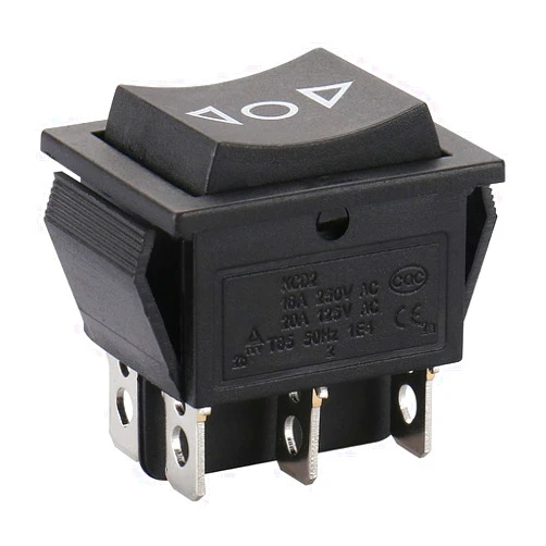 Baomain Momentary 6 Pin DPDT Button Rocker Switch (ON)/Off/(ON) AC 250V/10A 125V/15A Black Plastic KCD2-223 (1PCS)