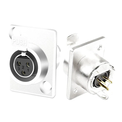 XMSJSIY Mini XLR Panel Mount Socket Jack Connector 3 Pin Mini XLR Female Audio Speaker Mic Microphone Adapter-2 Pcs (3 Pin)