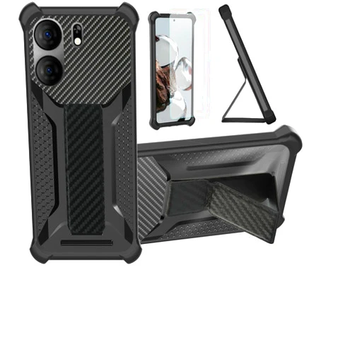 Aroepurt Case for Blu View 5 Phone Case Stand Cover [with Tempered Glass Screen Protector] Hybrid Case [Folding Support Magnetic] [Frosted anti-fingerprint] Black