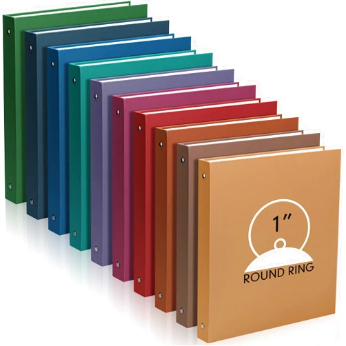 Ctosree 10 Pcs Colored 3 Ring Binder with 2 Pockets Hardcover Binders Loose Leaf Binder Fits 11