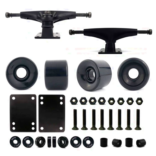 VJ Skateboard Truck and Wheel, 5.0 Skateboard Trucks 127mm Trucks w/Skateboard Cruiser Wheel 60mm, Skateboard Bearings, Skateboard Screws, Skateboard Riser Pads