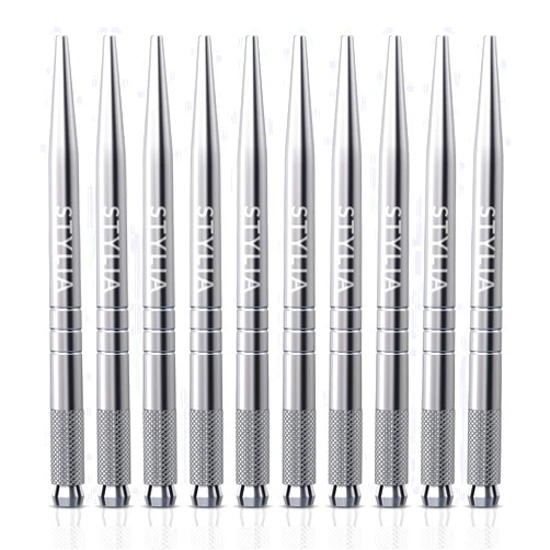 Stylia 20 Piece Microblading Pens Kit, Disposable Aluminum Handles For Permanent Makeup Eyebrow, Professional Microblade Supplies Pen Tool For Fuller Lush Brows with Lock-Pin and Ergonomic Grip
