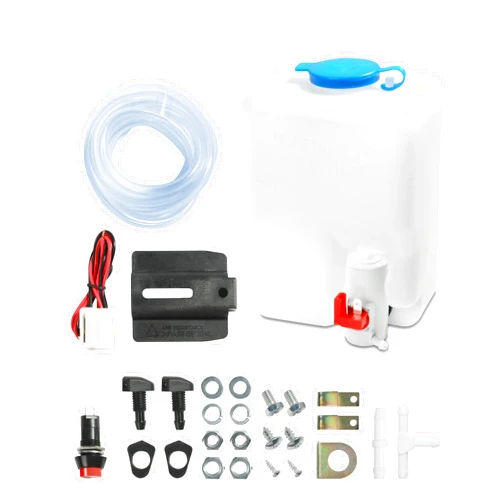 AOCISKA Universal Car Windshield Washer Bottle,12V Windshield Washer Fluid Reservoir Bottle Kit with Pump Jet Button Switch Windshield Tank,OEM: 160186 Windshield Washer Kit Fit Most Car UTV Boat ect