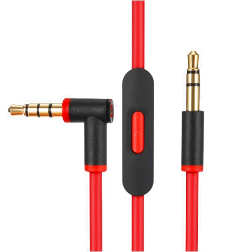 Cipher Replacement Audio Cable Cord Wire,Compatible with Beats Headphones Studio Solo Pro Detox Mixr Executive Pill with in Line Mic and Control (Black Red)