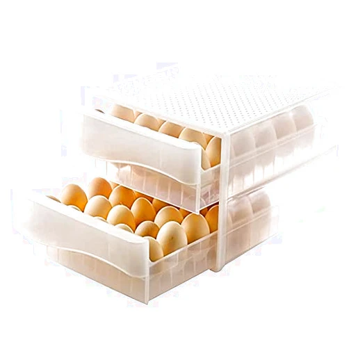 SoQte Drawer Type Refrigerator With Egg Storage Box, Large-Capacity Multi-Layer Storage Egg Box Holder (39x29x17.5)