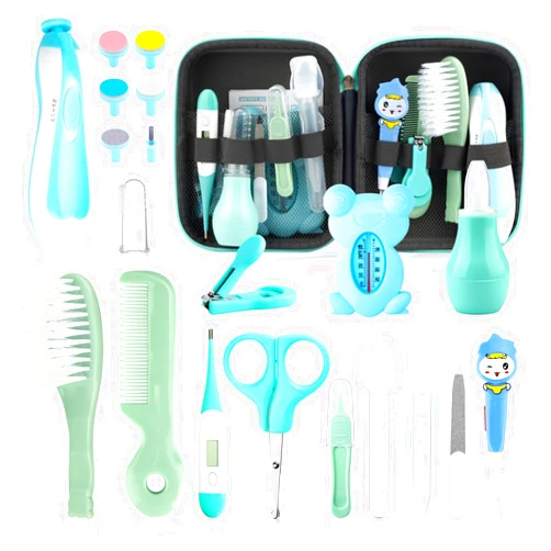 UHFi Baby Healthcare and Grooming Kit, 21 in 1 Portable Baby Safety Care Set with Hair Brush Comb Nasal Aspirator Electric Nail Trimmer Set Baby Essentials kit for Newborn Boys Girls (Green 21 in 1)