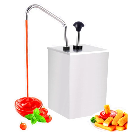 Saladulce Stainless Steel Sauce Dispenser Pump Condiment Pump Dispenser 3.7Quart Condiment Pump Station for Ketchup Dressing Syrup