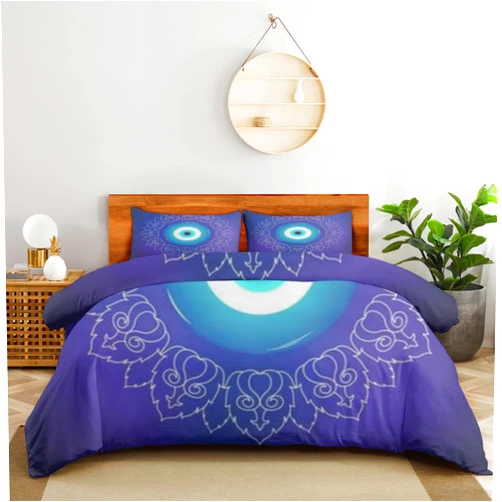 Generic Bedding Sheet Bed Sets, Greek Turkish Matiasma Evil Eye Soft 3-Pieces Duvet Cover Set Comfy 1 Comforter Cover & 2 Pillowcases for All Season Queen(90