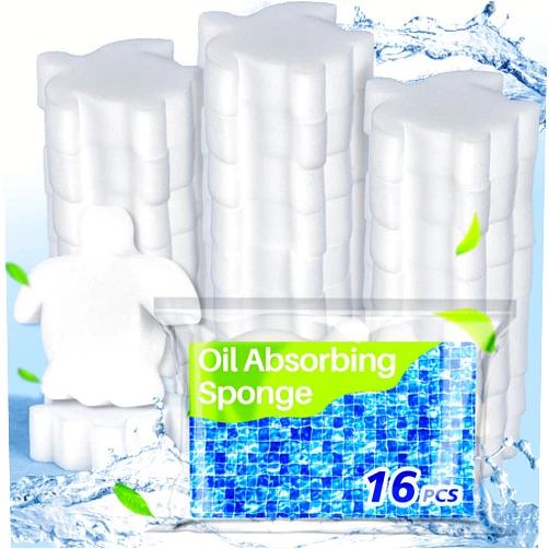 RAINFLOW Pool Oil Absorbing Sponge - 16PCS Pool Sponges That Soak Up Oil,Pool Sponge Oil Absorber,Hot Tub Sponge,Oil Absorbing Sponge for Hot Tub Swimming Pool and Spa I Clean Accessories
