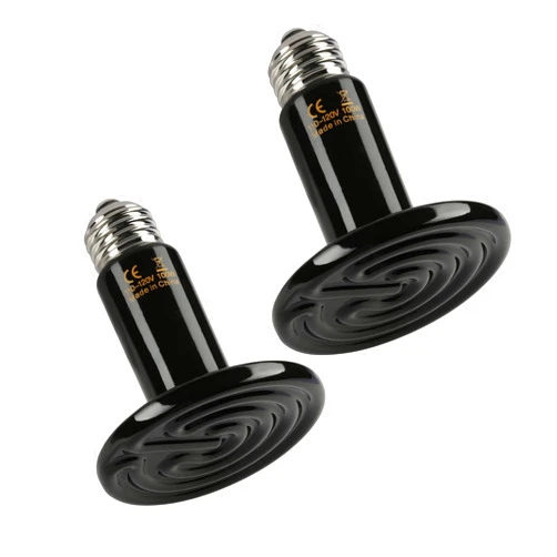 Simple Deluxe 100W Ceramic Heat Emitter 2 Pack Reptile Heat Lamp No Light Emitting Heat Bulbs for Amphibian Terrarium, Bearded Dragon Lizard Snake Turtle, Brooder Coop Incubating Chicken