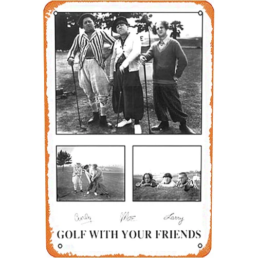 Muecddoa Vintage Metal Signs,Funny The Three Stooges Golfing Humor 