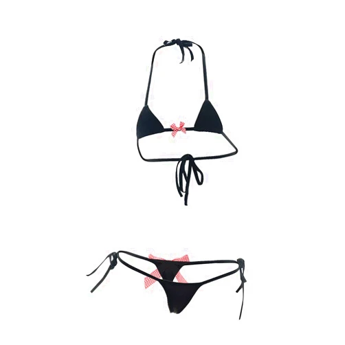 ABAFIP Womens Micro Tanning Bikini Kawaiii Japanese Cute Anime Lingerie set Tiny Bra Thong Panty Bottom Extreme Swimsuit
