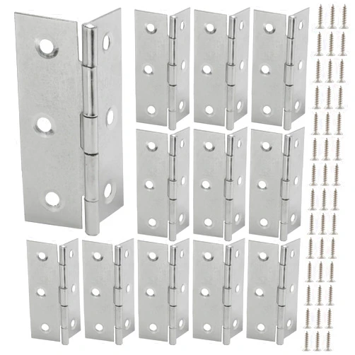 Luomorgo 12 Pack 3 Inch Mini Hinges Butt Hinges, Stainless Steel Cabinet Hinges, Small Folding Door Hinge for Wooden Box, Crafts (Silver)