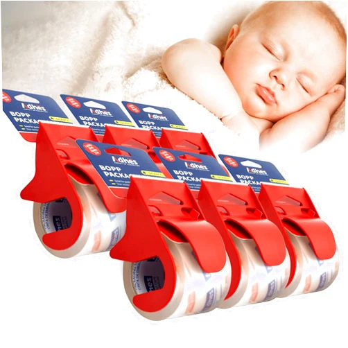 ADHES TAPE PURSUIT OF PERFECTION ADHES No Noise Clear Packing Tape with Dispenser, 6 Pack 1.88 Inch x 30 Yards, Heavy Duty Shipping Tape Strong & Durable Packaging Tape for Shipping, Moving, Mailing and Sealing