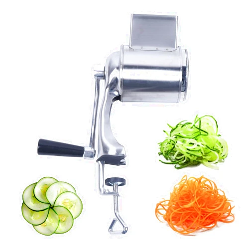TuBaSaki Rotary Cheese Grater Shredder with 5 Drum Blade Grinding Tool Set, Manual Speed Round Food Slicer Nut Grinder Vegetable Slicer Nuts Grinder Cheese Shredder (with Table Clamp)