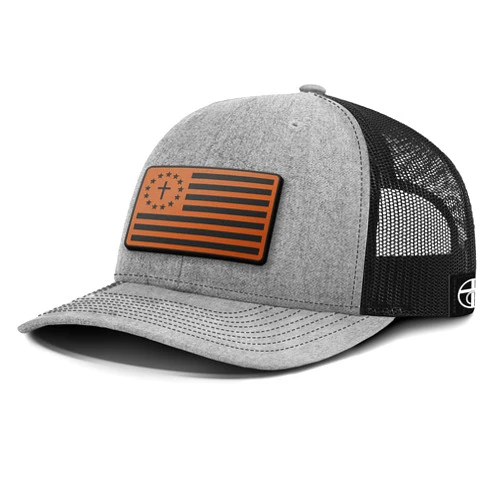 Our True God One Nation Under God Leather Patch Christian Trucker Hat - Fit Snapback Hat - Breathable Mesh Side for Casual Wear