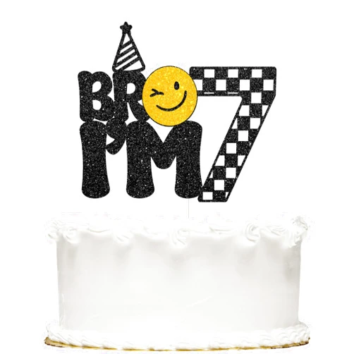 DEENL Bro I'm 7 Cake Topper, Bruh It's My 7th Birthday, Sweet Sassy and Seven, Funny Boys Happy 7th Birthday Party Decorations Supplies Gifts