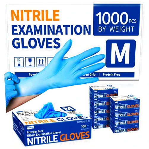 Supmedic Medical Nitrile Exam Gloves, Latex-Free & Powder-Free Non-Sterile Food Safe Cleaning Disposable Glove, 1000 Pcs