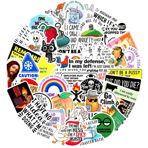 OYALAE 50Pcs Funny Adults Stickers Bulk, Prank Meme Sticker for Kids Teens Adults, Snarky Vinyl Water Bottle Dirty Stickers Pack, Waterproof Cool Decals for Laptop Scrapbook Sarcastic Hard Hats (50PCS)