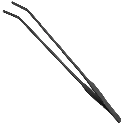 EvaGO 15 inch Black Curved Aquarium Tweezers Stainless Steel Curved Tweezer with Carbonation Protection Coating Against Rust Long Reptiles Feeding Tongs for Aquatic Plants Lizards Spider Snakes