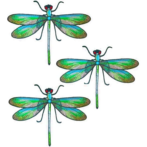 ZhangyiHot 3Pcs Dragonfly Irons Patches,Dragonfly Embroidered Sewing on Patches, Sew On Applique Patch, Iron On Patches,Dragonfly Embroidered,Appliques,Embroidered Applique