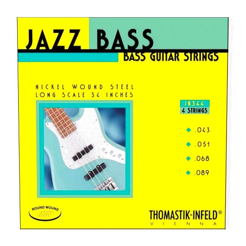 Thomastik-Infeld Bass Guitar Strings: Jazz Round Wound 4-String Long Scale Set; Pure Nickel Rounds G, D, A, E Set