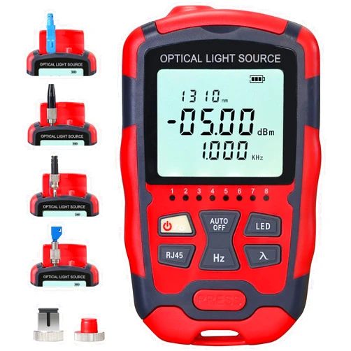 BAOSHLA A-M1315 Optical Light Source SC/FC/ST Universal Interface Optical Fiber Power Meter Single Mode Dual Wavelength 1310nm 1550nm Fiber Optic Light Source with RJ45 Test Fiber Optic Cable Tester