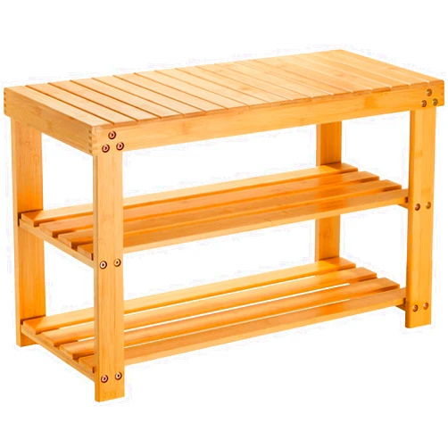 Pipishell 3 Tier Bamboo Shoe Rack Bench - Sturdy Organizer Holds up to 300lbs for Entryway, Bedroom, Living Room, Balcony
