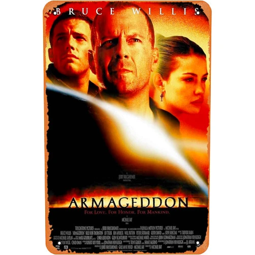 Yzixulet Armageddon (1998) Poster Metal Sign Retro Home Decorative Vintage Tin Sign 12 x 8 Inch